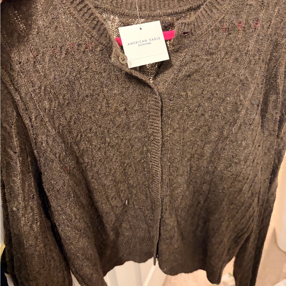 American Eagle Outfitters Women's Dark Brown Cardigan